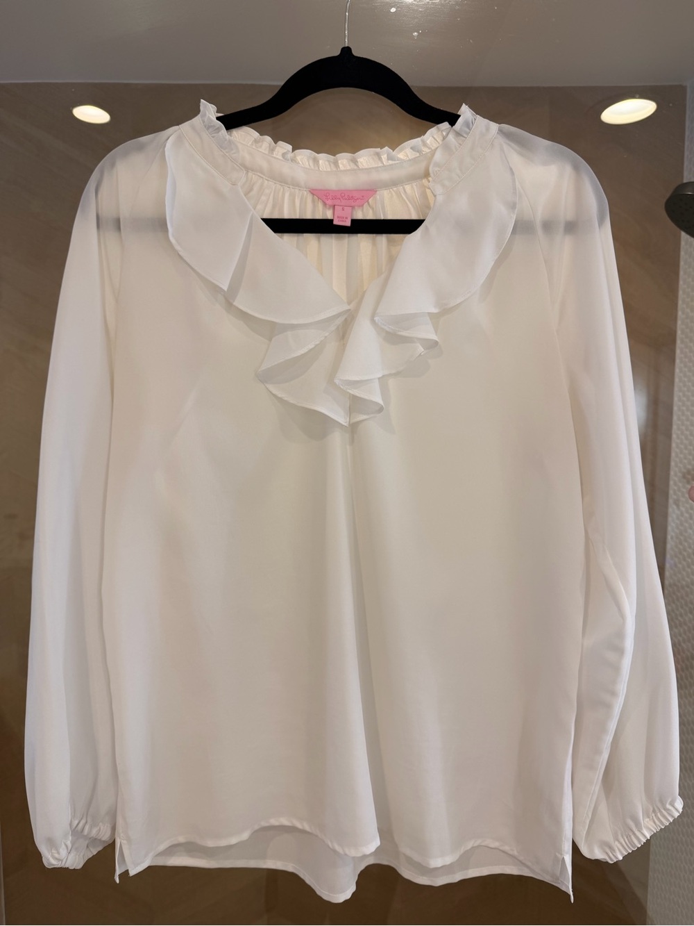 Lilly Pulitzer White Ruffled V-Neck Blouse